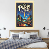 Reisposter Parijs, Canvas Afdruk (Insitu (Slaapkamer))