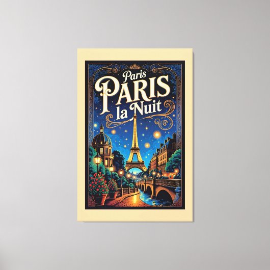 Reisposter Parijs, Canvas Afdruk (Voorkant)