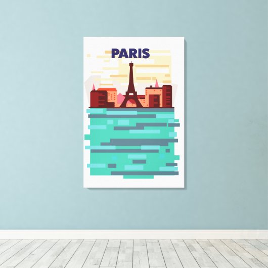 Reisposter Parijs Canvas Afdruk (Insitu (Houten vloer))