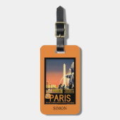 Reisposter Parijs vintage /Monogram Bagagelabel (Voorkant verticaal)