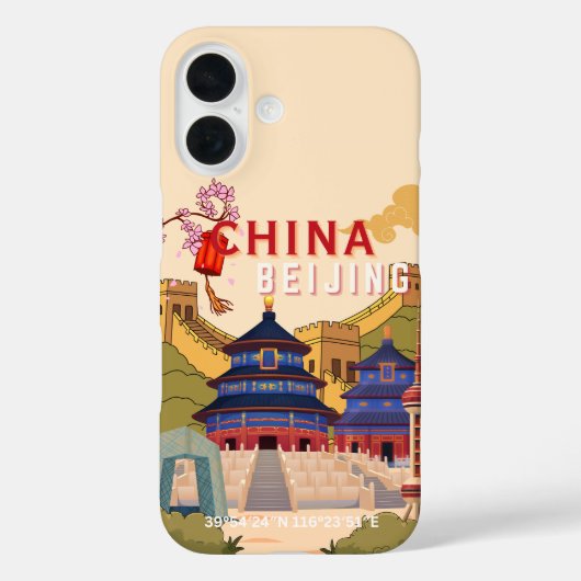 Reisposter Peking China | Aziatische Stad Muurkuns Case-Mate iPhone Case (Achterkant)