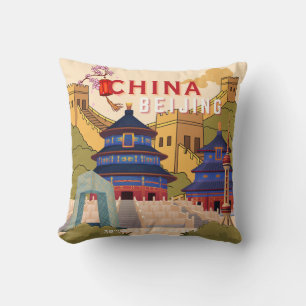 Reisposter Peking China   Aziatische Stad Muurkuns Kussen
