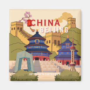 Reisposter Peking China Aziatische Stad Muurkuns Magneet