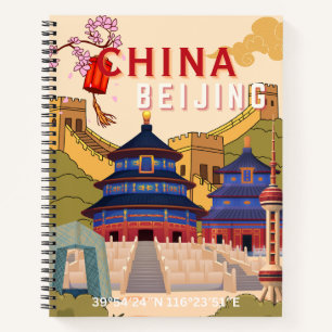 Reisposter Peking China Aziatische Stad Muurkuns Notitieboek