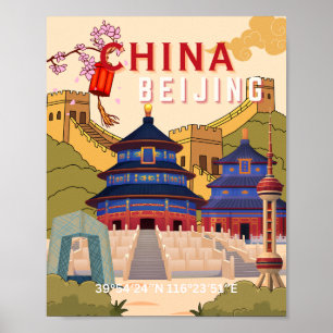 Reisposter Peking China Aziatische Stad Muurkuns Poster