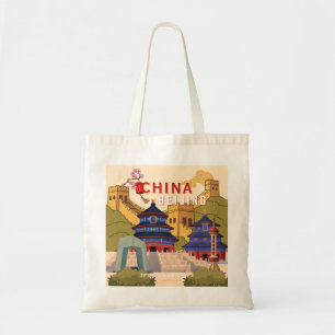 Reisposter Peking China Aziatische Stad Muurkuns Tote Bag