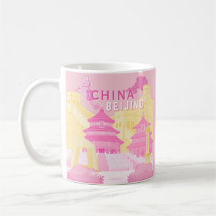 Reisposter Peking China Roze & Gele Kunst Koffiemok