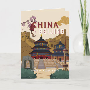 Reisposter Peking China   Vintage Illustratie Kaart