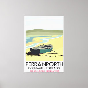 Reisposter Perranporth Cornwall Seaside Canvas Afdruk