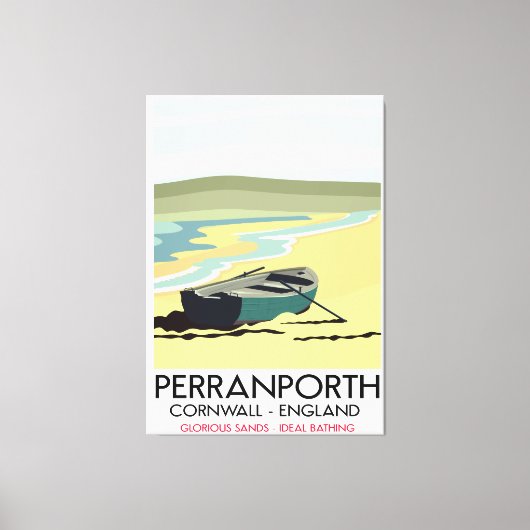 Reisposter Perranporth Cornwall Seaside Canvas Afdruk (Voorkant)