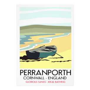 Reisposter Perranporth Cornwall Seaside Foto Afdruk
