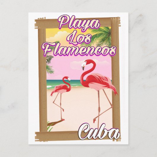 Reisposter Playa Los Flamencos Cuba Briefkaart (Voorkant)