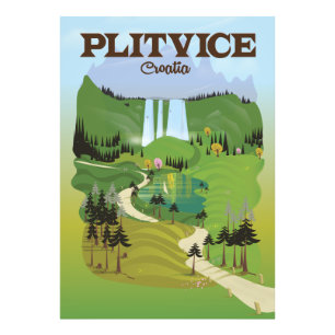 Reisposter Plitvice Kroatië Foto Afdruk