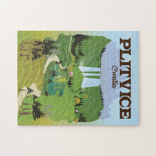 Reisposter Plitvice Kroatië Legpuzzel (Horizontaal)