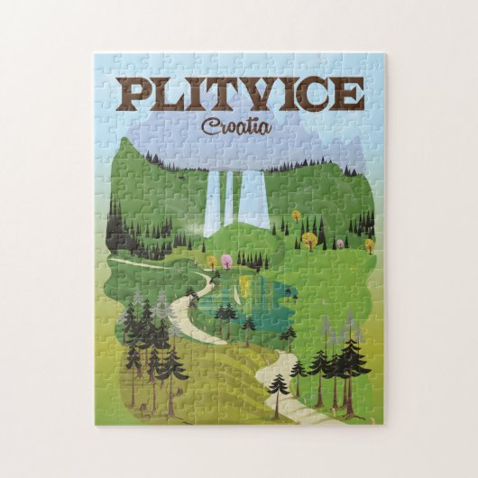 Reisposter Plitvice Kroatië Legpuzzel (Verticaal)
