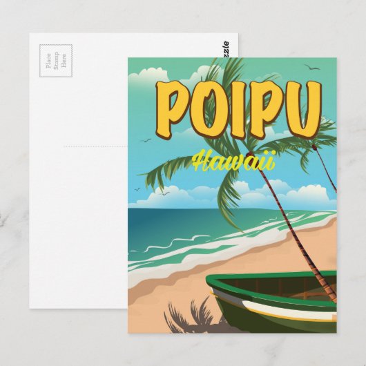 Reisposter Poipu Hawaii Briefkaart (Voorkant / Achterkant)