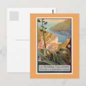  reisposter Portofino Italiaans Riviera Briefkaart (Voorkant / Achterkant)