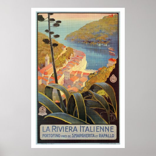 reisposter Portofino Italiaans Riviera Poster (Voorkant)