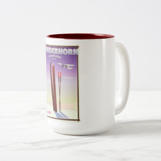 Reisposter Powderhorn Colorado Tweekleurige Koffiemok (Voorkant rechts)