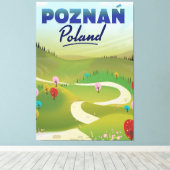 Reisposter Poznań Polen. Canvas Afdruk (Insitu (Houten vloer))