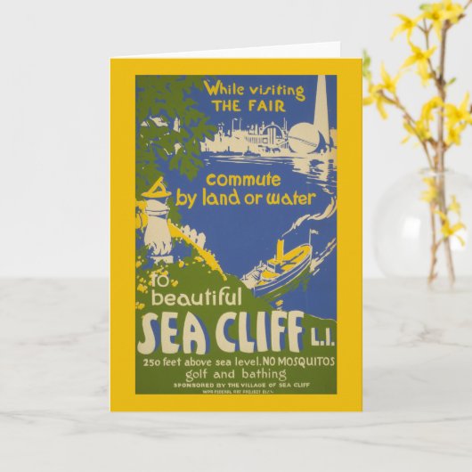 Reisposter Promoting Zee Cliff, Long Island 2 Kaart (Gele Bloem)