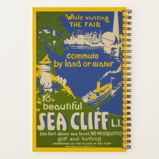 Reisposter Promoting Zee Cliff, Long Island 2 Notitieboek (Achterkant)