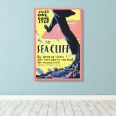 Reisposter Promoting Zee Cliff, Long Island Canvas Afdruk (Insitu (Houten vloer))