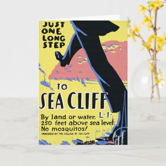 Reisposter Promoting Zee Cliff, Long Island Kaart (Gele Bloem)