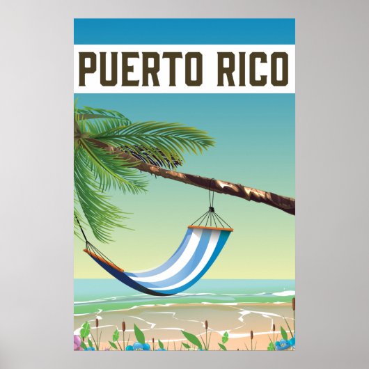 Reisposter Puerto Rico Beach. Poster (Voorkant)