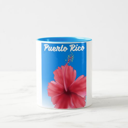 Reisposter Puerto Rico Flor de maga Tweekleurige Koffiemok (Center)