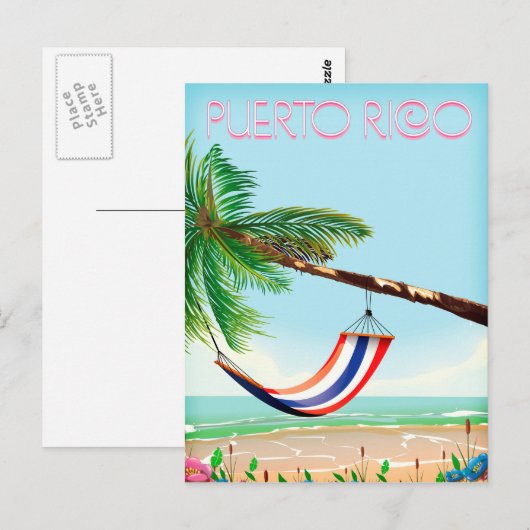 Reisposter Puerto Rico Hammock Briefkaart (Voorkant / Achterkant)
