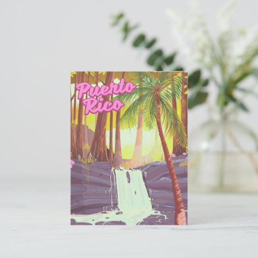 Reisposter Puerto Rico Tropical Palm Briefkaart (Staand voorkant)