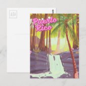 Reisposter Puerto Rico Tropical Palm Briefkaart (Voorkant / Achterkant)