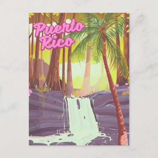 Reisposter Puerto Rico Tropical Palm Briefkaart (Voorkant)