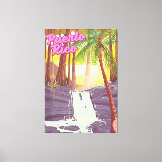 Reisposter Puerto Rico Tropical Palm Canvas Afdruk (Voorkant)