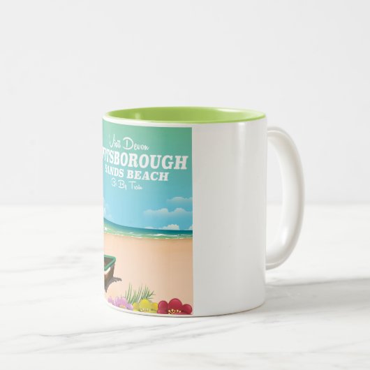 Reisposter Putsborough Sands Beach Devon Tweekleurige Koffiemok (Voorkant rechts)