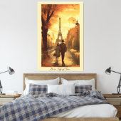 Reisposter, Romance in Parijs aanpasbaar Canvas Afdruk (Insitu (Slaapkamer))