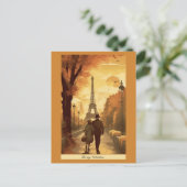 Reisposter, Romance in Parijs aanpasbaar Feestdagenkaart (Staand voorkant)