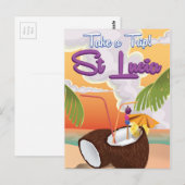 Reisposter Saint Lucia Cartoon. Briefkaart (Voorkant / Achterkant)