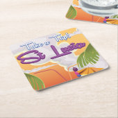 Reisposter Saint Lucia Cartoon. Kartonnen Onderzetters (Schuin)