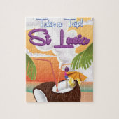 Reisposter Saint Lucia Cartoon. Legpuzzel (Verticaal)