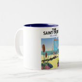 Reisposter Saint-Tropez Frankrijk Tweekleurige Koffiemok (Voorkant links)