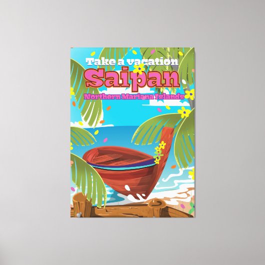 Reisposter Saipan eiland. Canvas Afdruk (Voorkant)