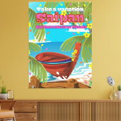 Reisposter Saipan eiland. Canvas Afdruk (Insitu (Woonkamer))