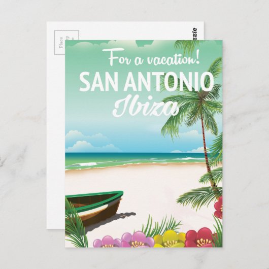 Reisposter San Antonio Ibiza Briefkaart (Voorkant / Achterkant)
