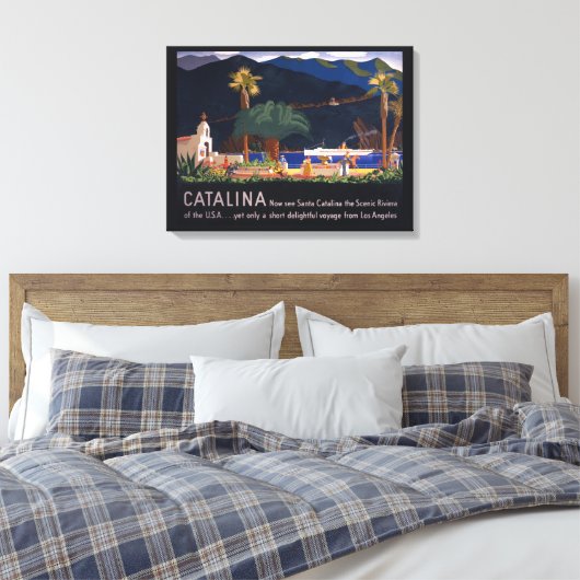 Reisposter - Santa Catalina Island, Californië Canvas Afdruk (Insitu (Slaapkamer))