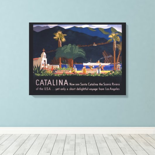 Reisposter - Santa Catalina Island, Californië Canvas Afdruk (Insitu (Houten vloer))