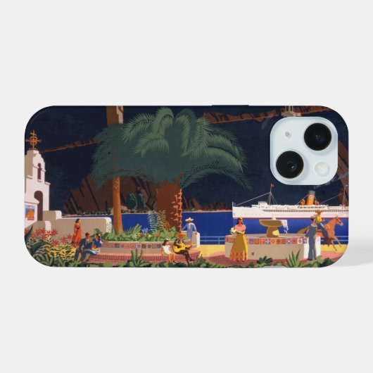 Reisposter - Santa Catalina Island, Californië iPhone 15 Case (Achterkant horizontaal)
