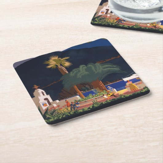 Reisposter - Santa Catalina Island, Californië Kartonnen Onderzetters (Schuin)