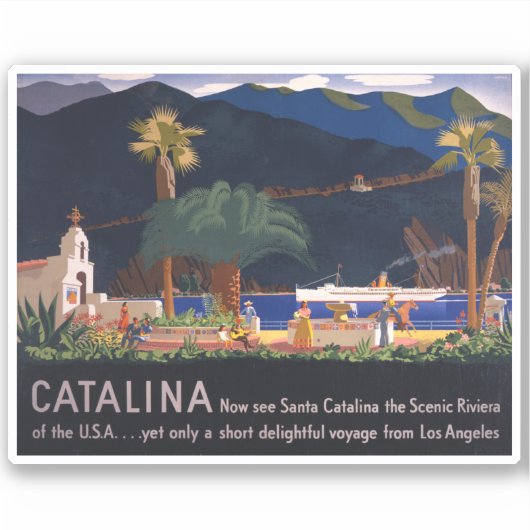Reisposter - Santa Catalina Island, Californië Sticker (Voorkant)